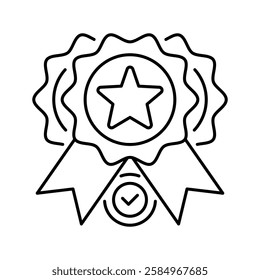 Completion Badge line icon. Universal creative premium symbol. Vector sign icon logo template. Vector illustration