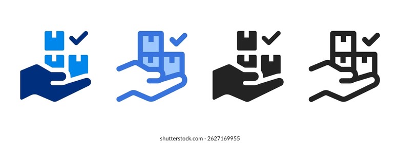 Ícone de conclusão - Definir ilustração de vetor de vários estilos