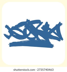 Complex Abstract Blue Graffiti Tag Sketch. Bold Hand-Drawn Marker Art for Urban Street Culture Graphics.
