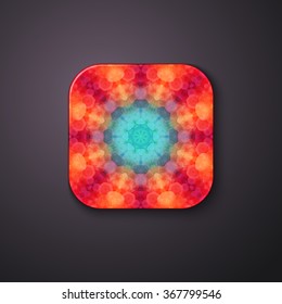 Complex abstract fractal mathematical raised button on grey gradient