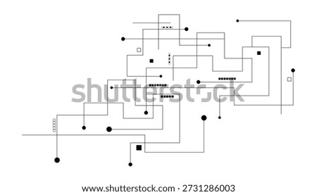 Complex Abstract Geometric Network Diagram With Circles And Squares Keywords abstract, geometric, network, diagram, lines, circles, squares, black and white, minimalist, connection, technology. eps
