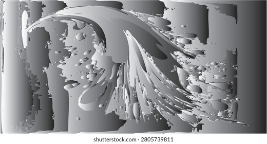 A complex abstract grayscale image featuring a fractal design with a multitude of organic shapes, intricate textures, and a sense of depth and movement.