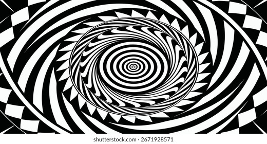 Complex Abstract Vector Background with Intersecting Circles, Triangles, and Lines Forming Dynamic Visual Interest