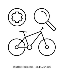 complex bike maintenance line icon vector. complex bike maintenance sign. isolated contour symbol black illustration