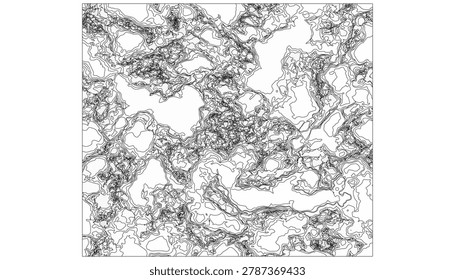 Complex black line fractal pattern with intricate organic branching structures lineart