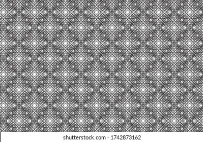 Complex black outline made of interconnecting squares makes a diamond shape repeating pattern, vector illustration geometric design