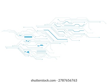 Complex blue circuit board wiring diagram with multiple components and connections