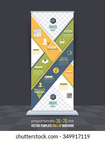 Complex Business Theme Roll-Up Banner Design, Advertising Vector Template 