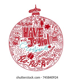 Complex Christmas lettering for greeting card, posters, t-shirts . Hand written Christmas and New Year vector lettering. Design for winter holidays 2018.