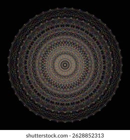 Complex Circular Mandala Pattern Composed of Multiple Colored Lines