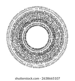 Complex circular network structure with geometric connections and broken torus pattern ideal for technology, science, or data visualization concepts isolated on white background vector illustration