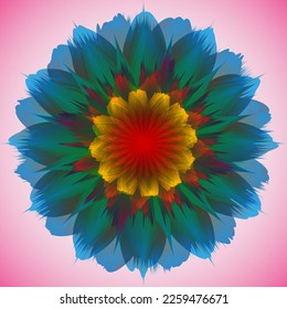 Flor colorida compleja Abstract Vector Art