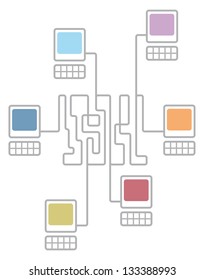 Complex Computer Network Connecting Diagram