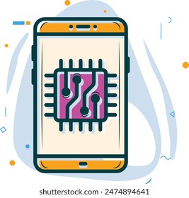 complex computing tasks mobile AI processor concept, accelerated  special GPU vector design Artificial general intelligence symbol, Natural Language Processing sign, Machine Deep Learning illustration