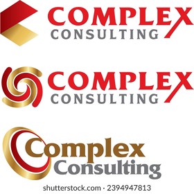 Complex Consulting logo Gold and  Red color combination
