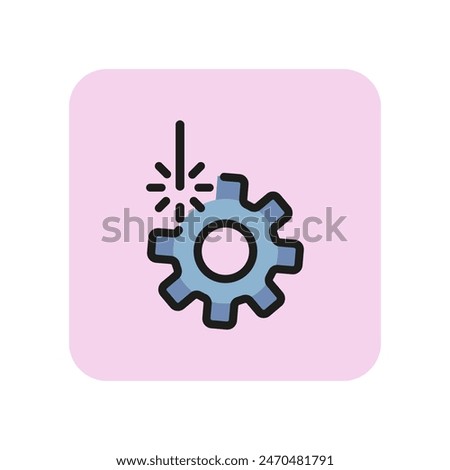 Complex cutting line icon. Gear, cogwheel, beam. Industry concept. Can be used for topics like craft, metallurgy, production