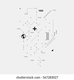 Complex design element in glitch style on white background. Useful for prints, posters and covers.