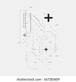 Complex design element in glitch style on white background. Useful for prints, posters and covers.