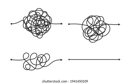 Complex and easy simple way from start to end vector illustration set.