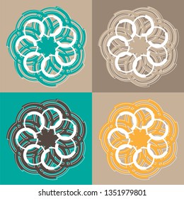 A complex element of the ornament in several colors. Vector set