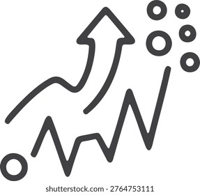 Complex erratic growth chart with multiple data nodes
