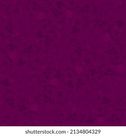 Complex floral background with purple flowers and butterflies on a purple background of a different shade. Seamless print for fabric.