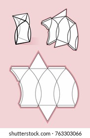 Complex form with blueprint template. Vector illustration