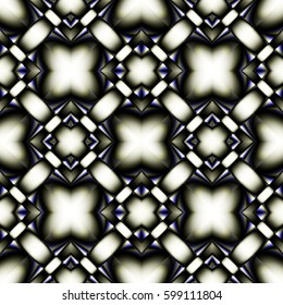 Complex fractal seamless pattern of diamonds with a pale yellow-blue chrome glitter