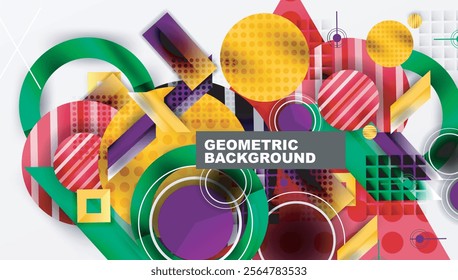 Complex geometric background with circles and triangles
