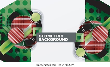 Complex geometric background with circles and triangles