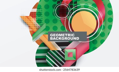 Complex geometric background with circles and triangles