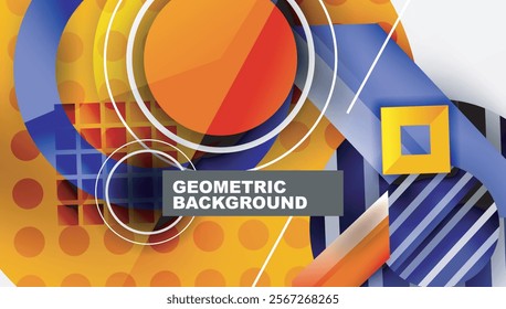 Complex geometric background with circles and triangles