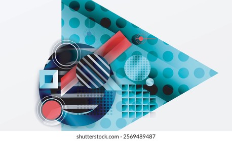Complex geometric background with circles and triangles