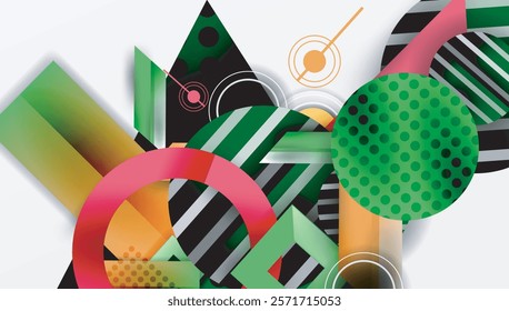 Complex geometric background with circles and triangles