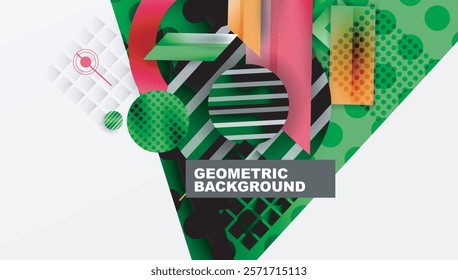 Complex geometric background with circles and triangles