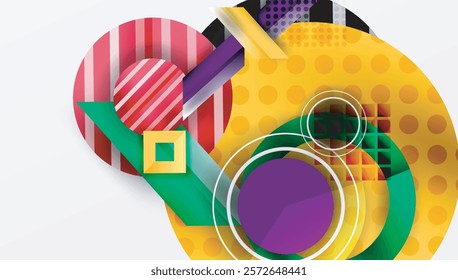Complex geometric background with circles and triangles