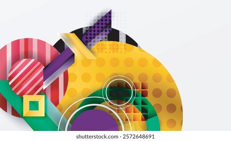Complex geometric background with circles and triangles