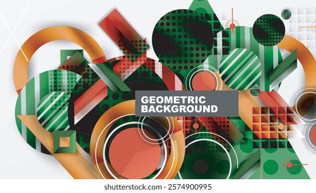 Complex geometric background with circles and triangles