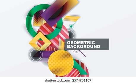Complex geometric background with circles and triangles