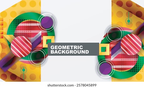 Complex geometric background with circles and triangles