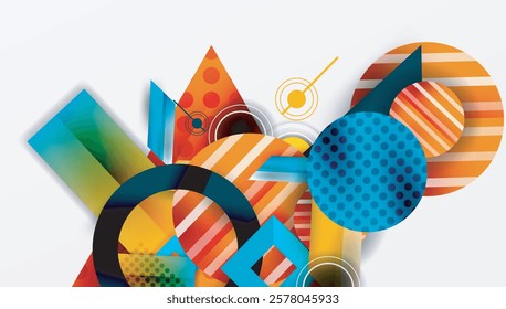 Complex geometric background with circles and triangles