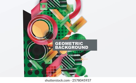 Complex geometric background with circles and triangles