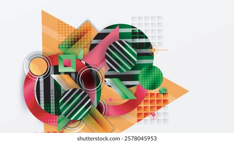 Complex geometric background with circles and triangles