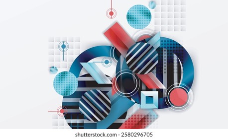Complex geometric background with circles and triangles
