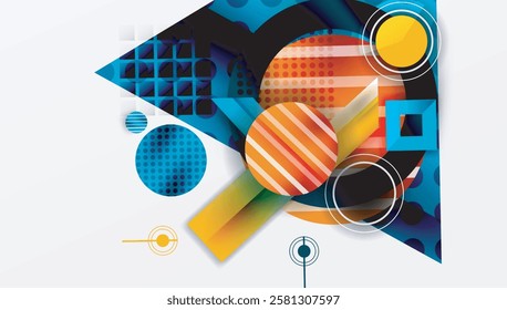 Complex geometric background with circles and triangles