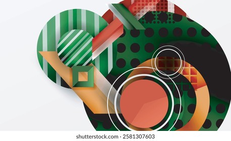 Complex geometric background with circles and triangles