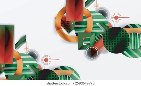 Complex geometric background with circles and triangles