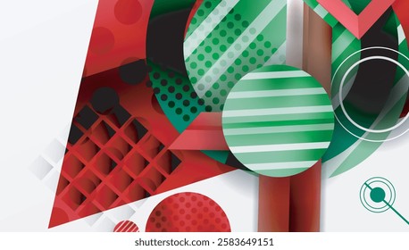 Complex geometric background with circles and triangles