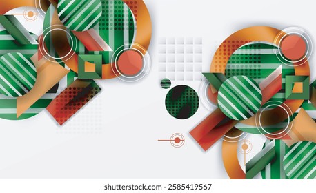 Complex geometric background with circles and triangles