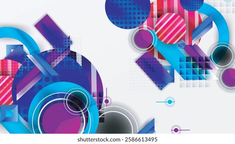 Complex geometric background with circles and triangles